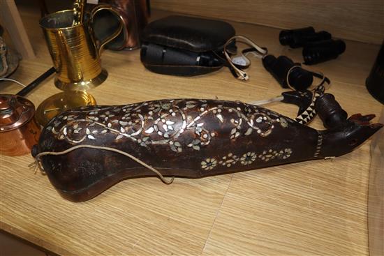 An Ottoman musical instrument and bow 54cm long